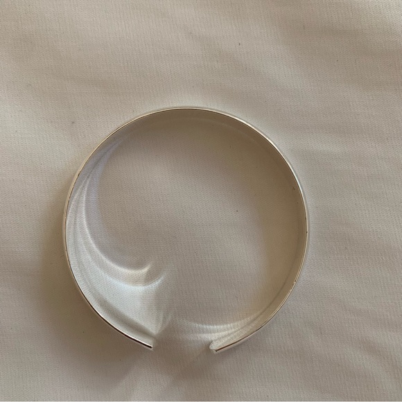 Women Solid Sterling Silver Bangle Adjustable Opening Bracelet - Picture 2 of 5